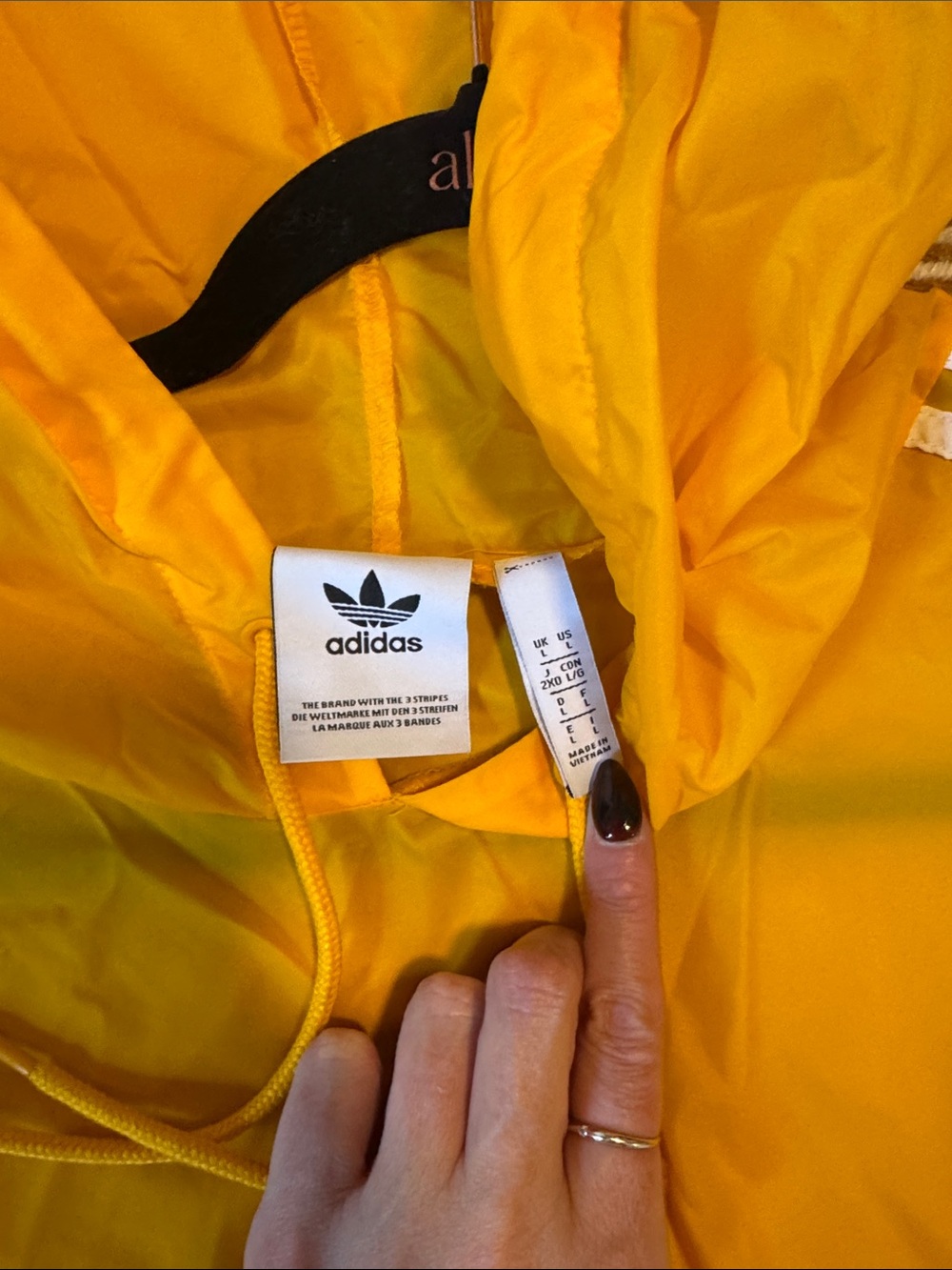 Adidas Yellow Trefoil Hooded Windbreaker / Raincoat - Picture 6 of 6